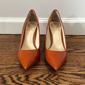 Vince Camuto Candera block heel burnt orange patent leather pump women’s size 7